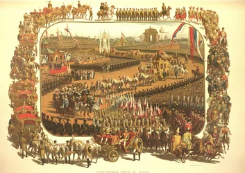 Alexander 3.s ceremonielle indtog i Moskva, fra Kroningsalbummet, 1883