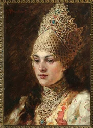 Femme boyard (boiard, boiar) - Peinture de Konstantin Yegorovich Makovsky (Constantin Makovski) (1839-1915), huile sur toile, vers 1890 - (Boyar