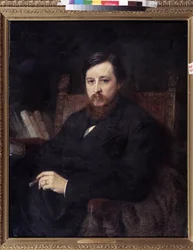 Portræt af komponisten Mikhail P. Azanchevsky (Azanchevsky) (1839-1881) (Portræt af komponisten M.P.Azanchevsky). Maleri af Konstantin Yegorovich Makovsky (Constantin Makovsky) (1839-1915), olie på lærred