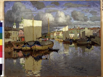 ""Pskov"" Maleri af Konstantin (Constantin) Gorbatov (1876-1945) 1919 Statens Russiske Museum, Sankt Petersborg