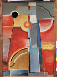 Bygningsfarver. (Farvekonstruktion). Maleri af Konstantin Konstantinovich Medunetsky Medunetsky (Medunetsky, Medunetsky) (1899-1935), olie på lærred