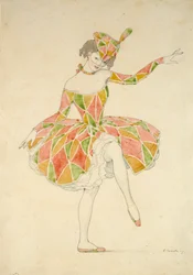 Design til Anna Pavlovas Columbine-kostume i 