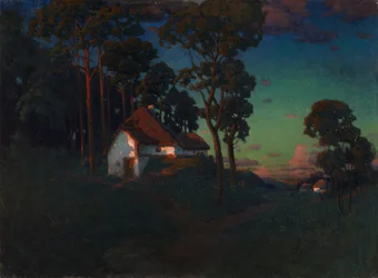 Landsby ved solnedgang, 1923