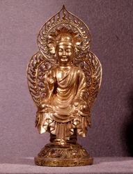 Koreansk kunst: Buddhastatuette i guld. Sillaperioden, 8.-10. århundrede. Koreas Nationalmuseum