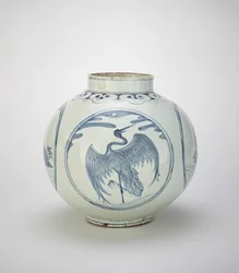Krukke med design af skildpadder og traner, 1800-tallet