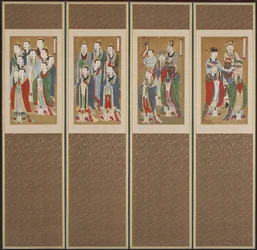 Processionsscene, Choson-dynastiet (farve på papir og silke)