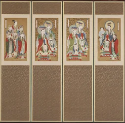 Processionsscene, Choson-dynastiet (farve på papir og silke)