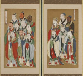 Processionsscene, Choson-dynastiet (farve på papir og silke)