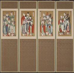 Processionsscene, Choson-dynastiet (farve på papir og silke)