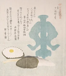 Blue, Dipper-holder af Celadon og andre genstande til te-ceremonien, 1800-tallet.