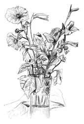 Blomsterstilleben med blyant