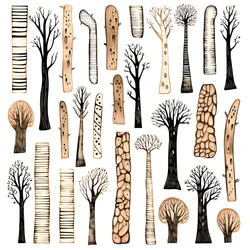 Træstammesektioner, boho-clipart, boho-tegnemønstre, boho-stamme 2