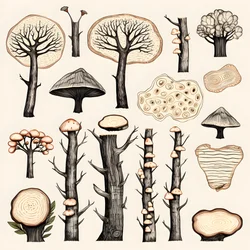 Træstammesektioner, boho-clipart, boho-tegnemønstre, boho-stamme 3
