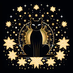 Kat i meditation sidder på en lotusblomst 2