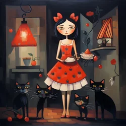 skør kat kvinde i kjole 1