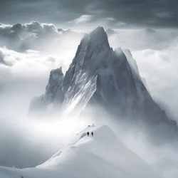 To personer på ski over et skydækket bjerg 4