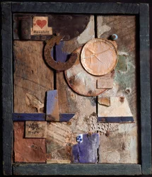 Merzbild Rossfett, træassemblage og maleri af Kurt Schwitters (1887-1948), 1918-1919, Genève, Kunst- og Historiemuseet