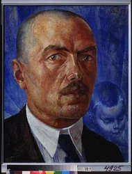 Selvportræt. Maleri af Kuzma Sergeevich Petrov Vodkin (Petrov-Vodkin) (Kuzma Petrov Vodkin) (Petrov-Vodkin) (1878-1939), olie på lærred