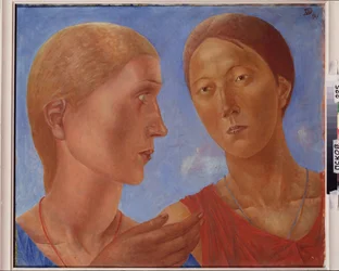 To af dem. Maleri af Kuzma Sergeevich Petrov Vodkin (Petrov-Vodkin) (Kouzma Petrov Vodkin) (Petrov-Vodkin) (1878-1939), olie på lærred