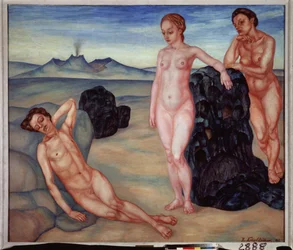En drøm. Maleri af Kuzma Sergeevich Petrov Vodkin (Petrov-Vodkin) (Kouzma Petrov Vodkin) (Petrov-Vodkin) (1878-1939), olie på lærred