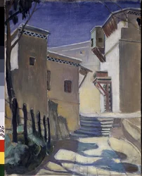 Kasbah (Casbah), Algier (Casbah, Algier) - Maleri af Kuzma Sergeevich Petrov Vodkin (Petrov-Vodkin) (Kouzma Petrov Vodkine) (Petrov-Vodkine) (1878-1939), olie på lærred