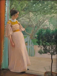Ved de franske vinduer. Kunstnerens Hustru