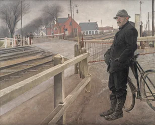 Venter på toget. Overkørsel ved Roskilde Motorvej