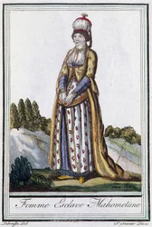 Muhammedansk slavekvinde - i "" Encyclopédie des voyages"" af J. Grasset St Sauveur, red. Deroy, Paris