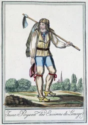 Ung bonde fra Limoges omgivelser - i "" Encyclopédie des voyages"" af J. Grasset St. Sauveur, Deron, Paris