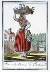 Mælkepige fra omkring Bordeaux - i "" Encyclopedia of Travels"" af J. Grasset St. Sauveur, Deron, Paris