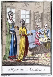 Muslimsk måltid - i "" Encyclopedia of Travel"" af J. Grasset St. Sauveur, red. Deroy, Paris