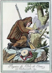 Bonde fra Isle of Corsica i baghold - i "" Encyclopedia of Travels"" af J. Grasset St. Sauveur, Deron, Paris
