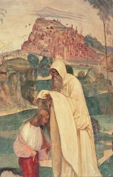 St. Benedicts liv, Scene 4: Munken Romanus klæder Benedikt
