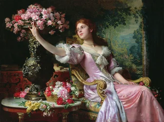 Dame med blomster