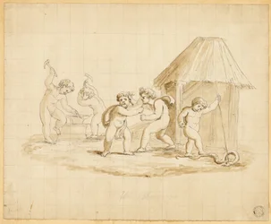 Putti opfører mytologiske scener