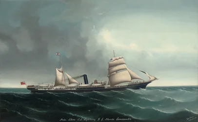 Det indo-kinesiske dampskib Lyn under sejl og damp, 1892