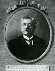 Portræt af Temistocle Calzecchi Onesti (1853-1922), italiensk fysiker og opfinder, radering efter fotografi