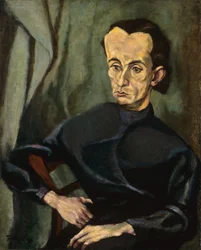 Portræt af Lajos Kassak (1887-1967), af Tihanyi, Lajos (1885-1938). Olie på lærred