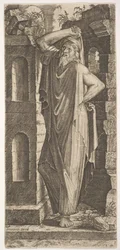 St. Philip, stående med venstre hånd på hoften og højre hånd hvilende på hans he..., 1545.