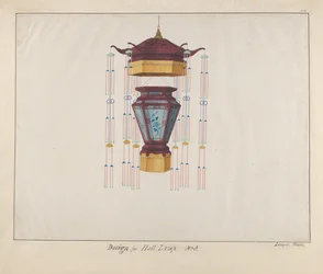 Design til en halllampe, ca. 1800-1810.