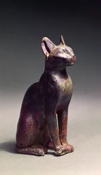 Statuette af en kat med guldøreringe, den hellige fremstilling af gudinden Bastet, ca. 664-630 f.Kr.