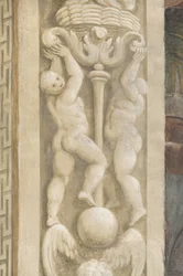Putti, dekorationer omkring vinduerne (fresco)