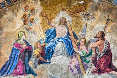 Kristus i herlighed mellem Jomfru Maria og Johannes Døberen (detalje)