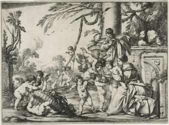 Den hellige familie med Putti