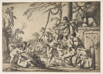 Jomfruen og Kristusbarnet tjent af engle, 1640.