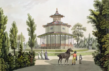 Udsigt over det kinesiske sommerhus, Palace of Lichtenstein ved Eisgrub, indgraveret af Johann Ziegler (ca. 1750-c. 1812), 1792