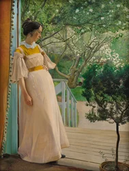 I havedøren. Kunstnerens hustru, 1897.