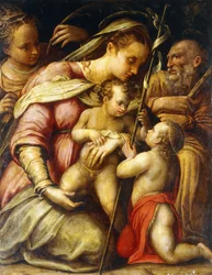 Den hellige familie med spædbarnet Sankt Johannes Døberen og Sankt Katarina,