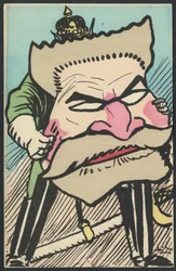 Postkort, satirisk i farver, ca. 1905: Tyskland Preussen, patriotisme - Jaures Jean - Illustration af Leal de Camara (1877-1948)