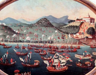 Havoptog foran Lazarus Hospital (Lazarus) i Rio de Janeiro i Brasilien Akvarel af Leandro Joaquim (1738-1798) 1700-tallet Rio de Janeiro, National Historical Museum